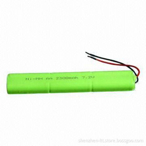 NiMH AA x 2,300mAh Rechargeable Battery Pack with UL/CE/RoHS Marks, 7.2V Voltage, Long Life Cycle